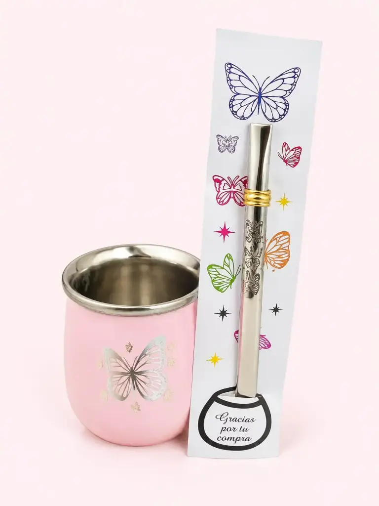 Mate + Bombilla Mariposa