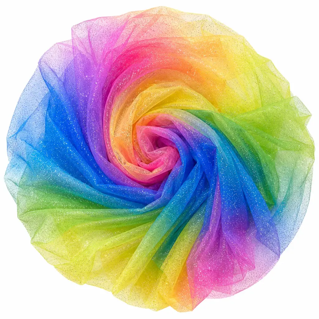 Tul Multicolor Elastizado  Con Gliters Arco Iris 1.5 Mts Ancho